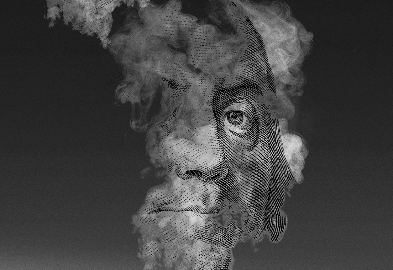 A graphic rendition of Benjamin Franklin portrait on the dollar